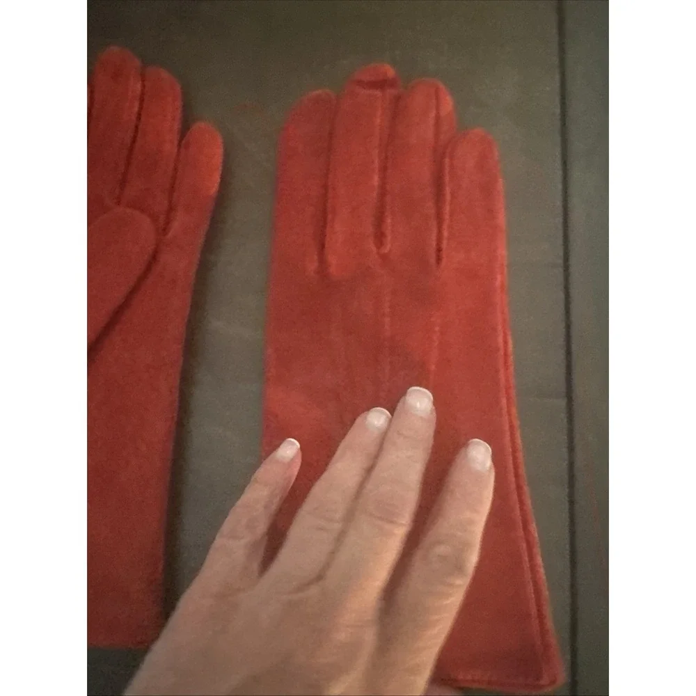 1980s FOWNES Red Suede Leather Gloves Size XL